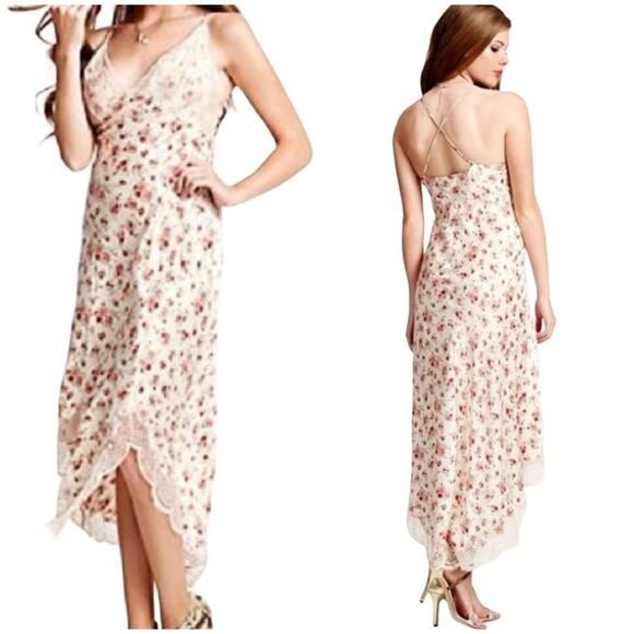 Guess Floral Lace High Low Maxi Slip Dress SZ M $108 - Picture 2 of 7
